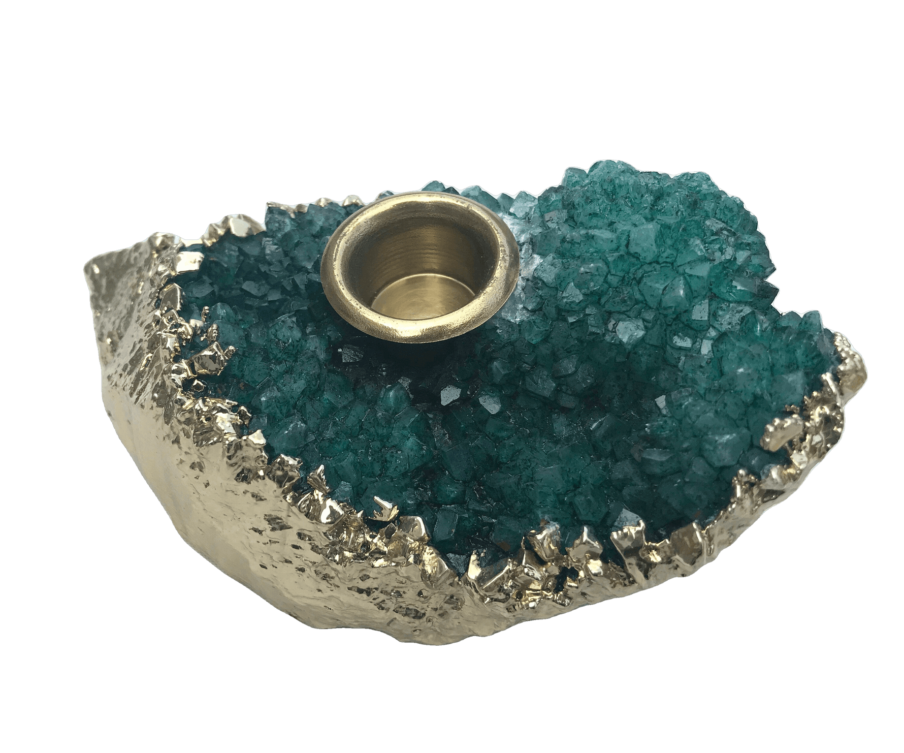 Green Agate Gemstone Taper Candle Holder