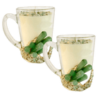 Green Agate Quartz Crystal Scented Soy Candles in Glass Mug - Set of 2