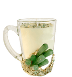 Green Agate Quartz Crystal Scented Soy Candles in Glass Mug - Set of 2 Rose Rose Gold Finish