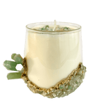 Green Agate Quartz Crystal Scented Soy Candles in Glass Mug - Set of 2