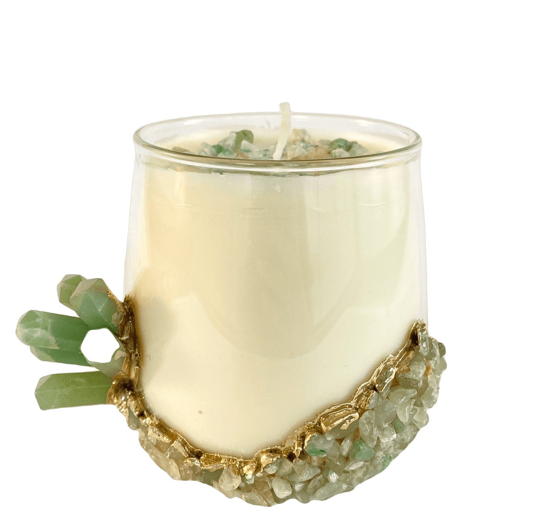 Green Agate Quartz Crystal Scented Soy Candles in Glass Mug - Set of 2