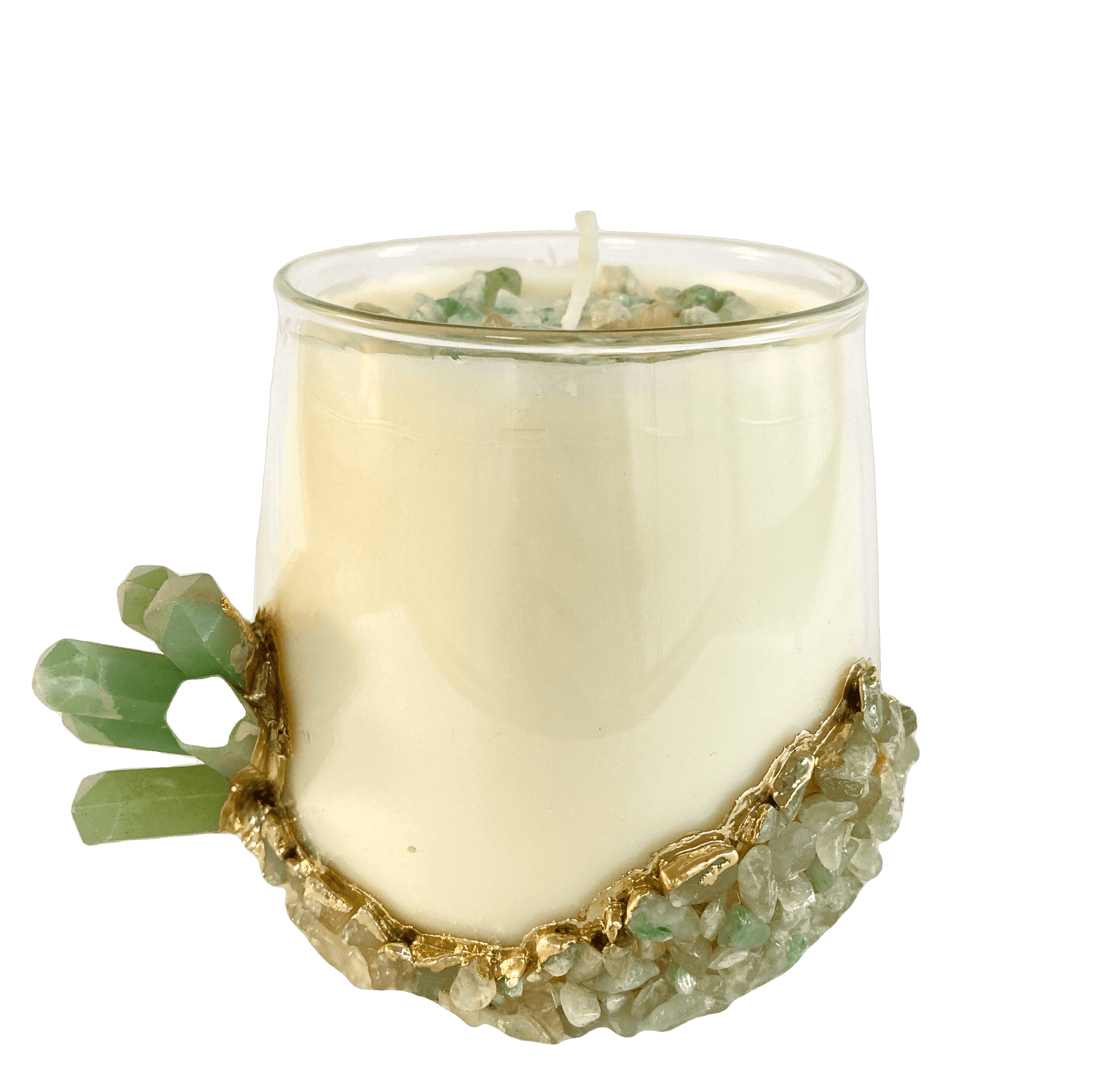 Green Agate Quartz Crystal Scented Soy Candles in Glass Mug - Set of 2 - MAIA HOMES