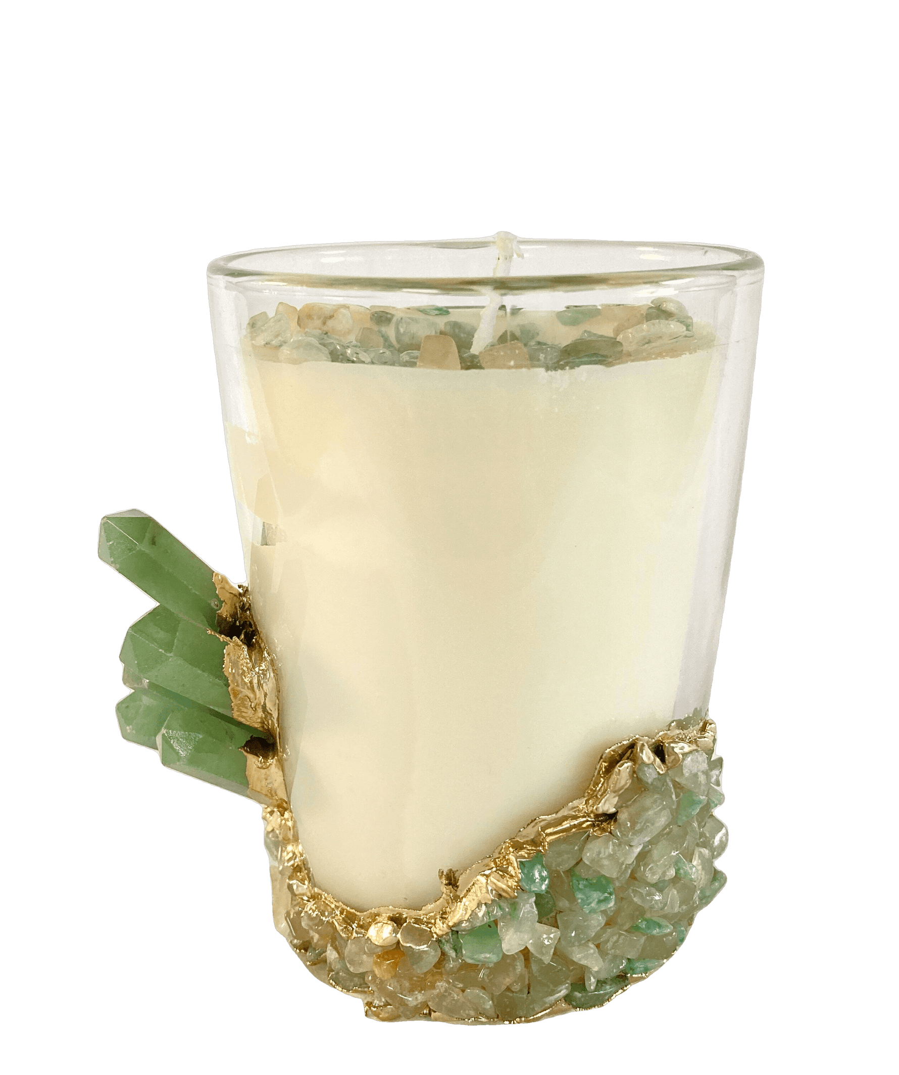 Green Agate Quartz Crystal Scented Soy Candles in Glass Mug - Set of 2