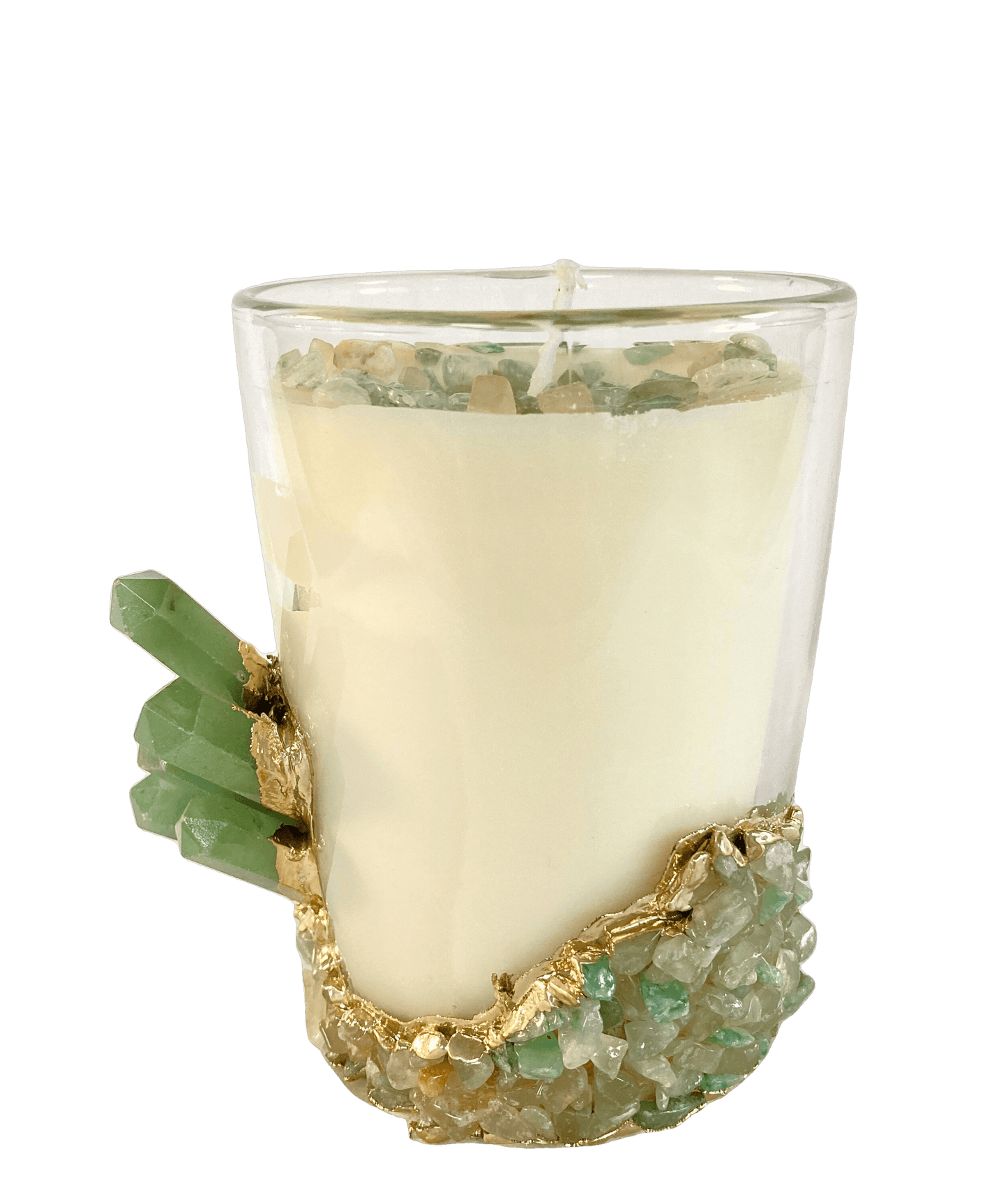 Green Agate Quartz Crystal Scented Soy Candles in Glass Mug - Set of 2 - MAIA HOMES