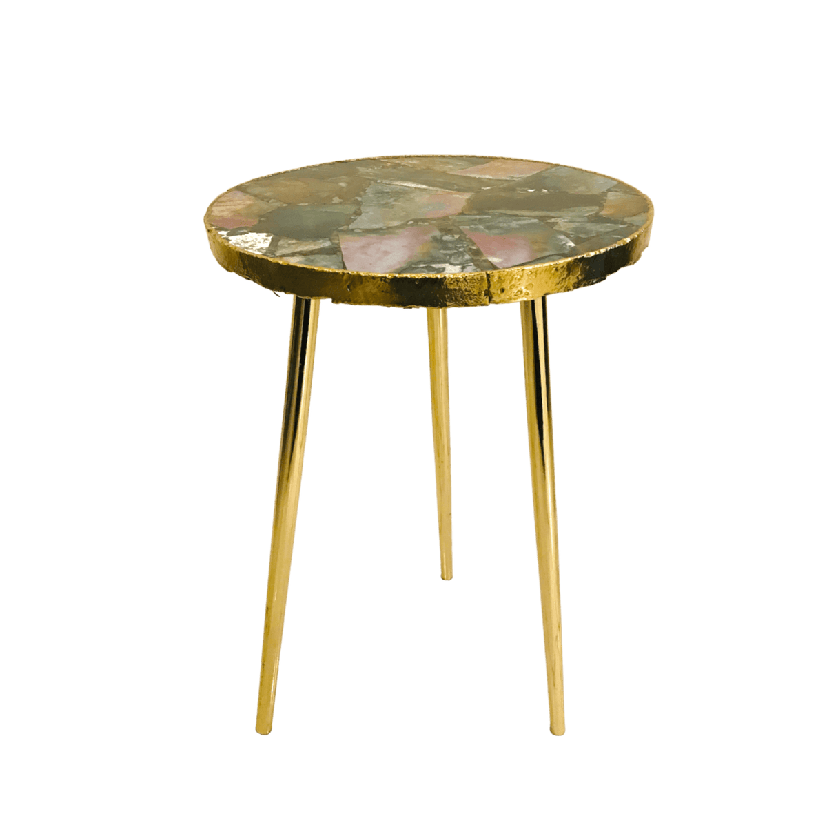 Green Agate Round Edge Accent Table