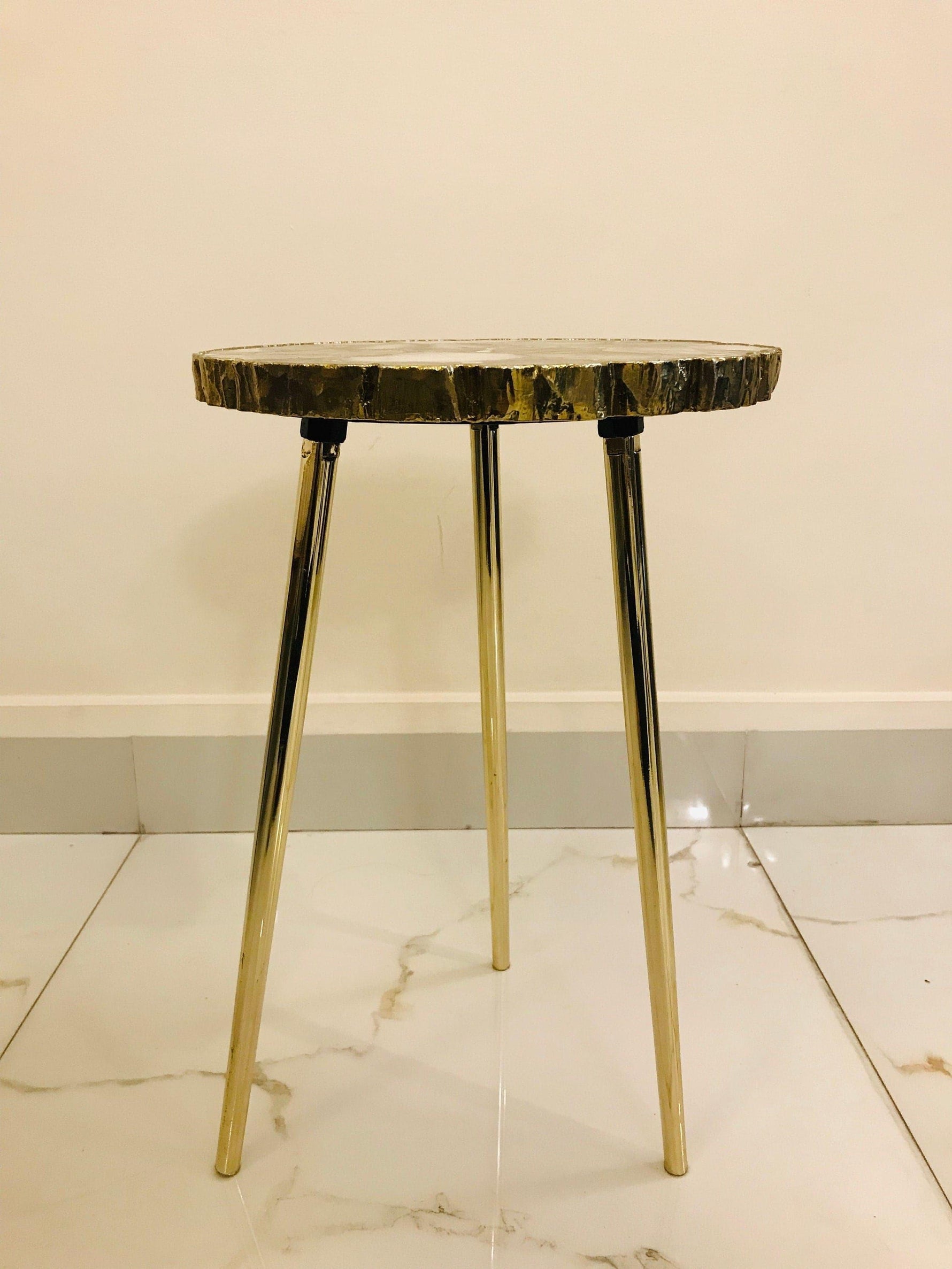 Green Agate Round Edge Accent Table