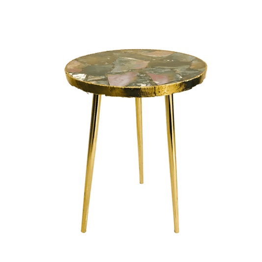 Green Agate Round Edge Accent Table - MAIA HOMES