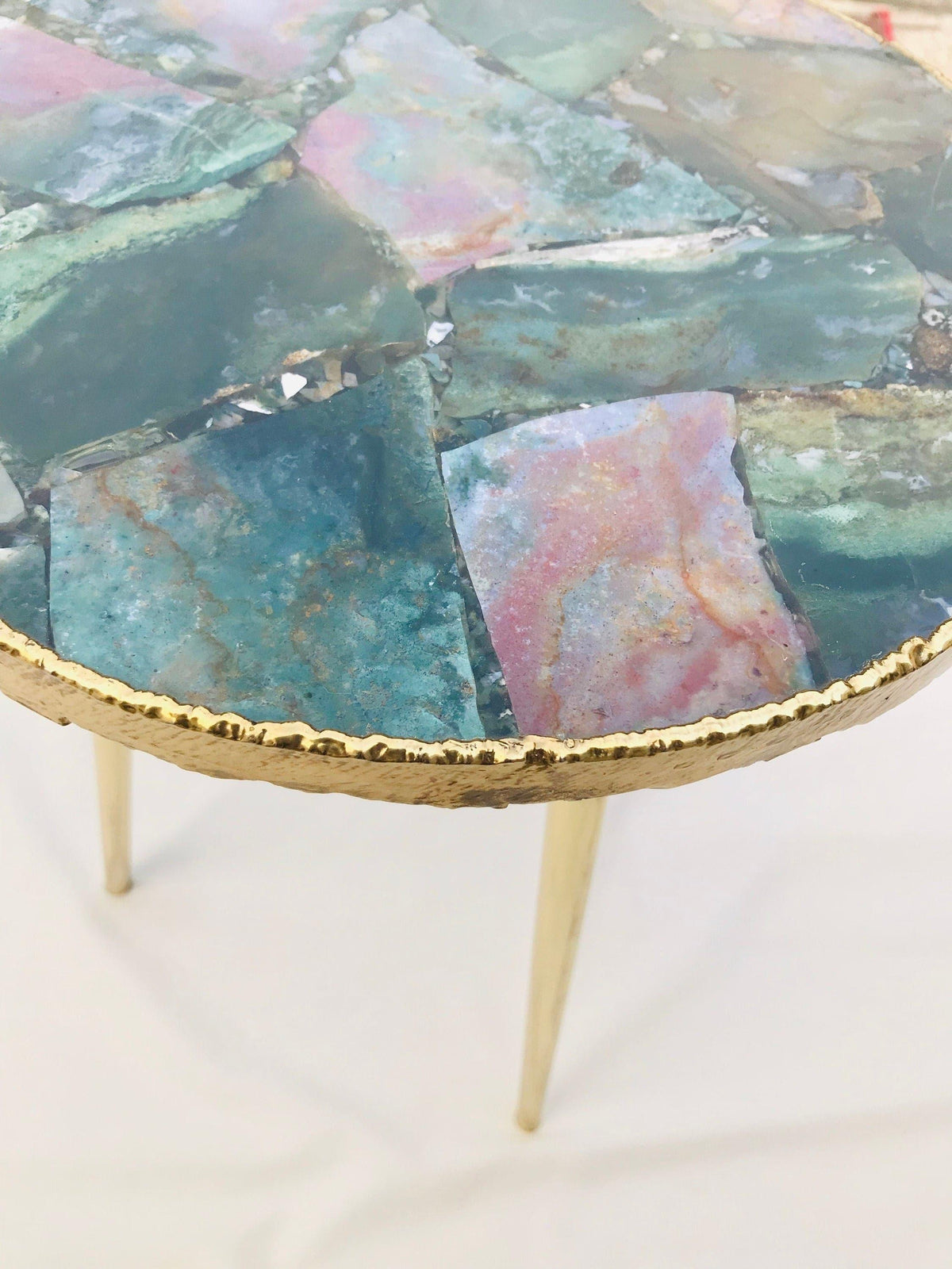 Green Agate Round Edge Accent Table