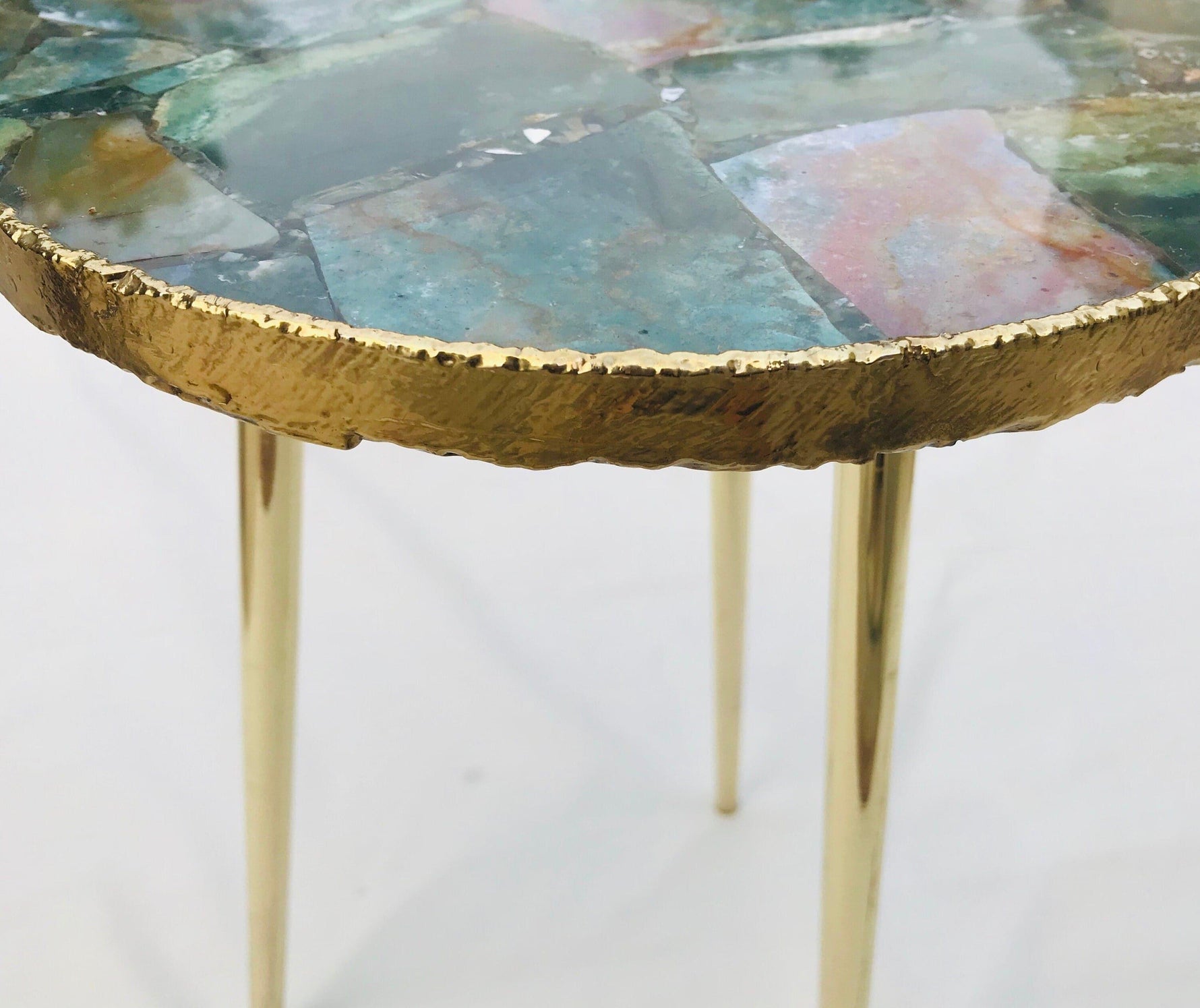 Green Agate Round Edge Accent Table