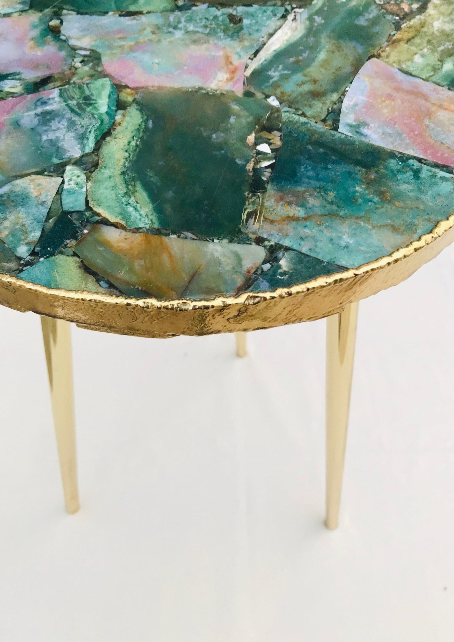 Green Agate Round Edge Accent Table