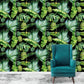 Green and Black Tropical Banana Leaves Wallpaper - MAIA HOMES