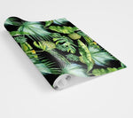 Green and Black Tropical Banana Leaves Wallpaper