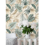 Green and Brown Palm Leaves Wallpaper