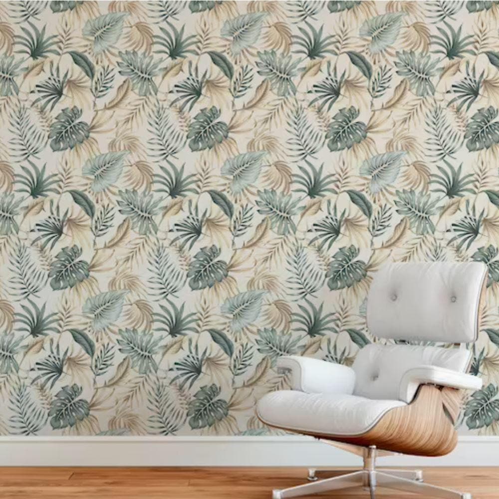 Green and Brown Palm Leaves Wallpaper