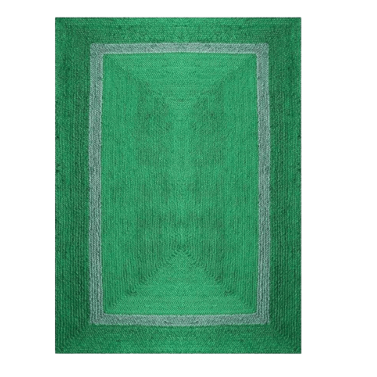 Green and Gray Braided Jute Area Rug