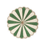 Green and White Beaded Scallop Round Placemats