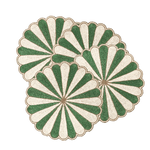 Green and White Beaded Scallop Round Placemats