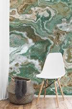 Green and White Marble Stone Abstract Art Wall Mural