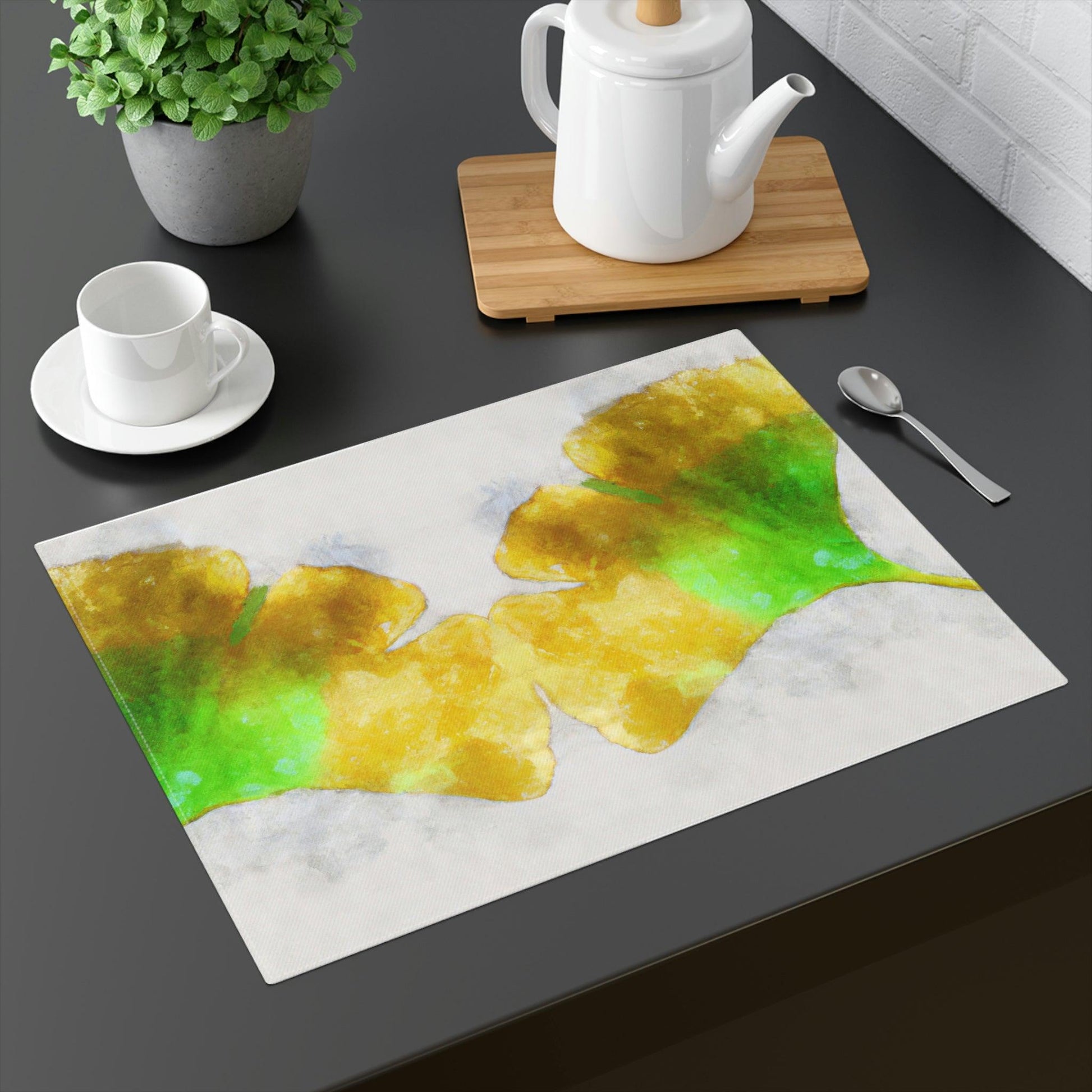 Green and Yellow Ginkgo Leaf Placemat - MAIA HOMES