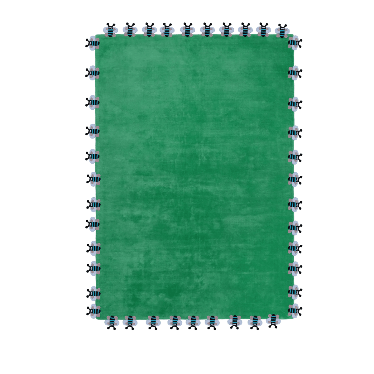 Green Bees Love Hand Tufted Wool Rug