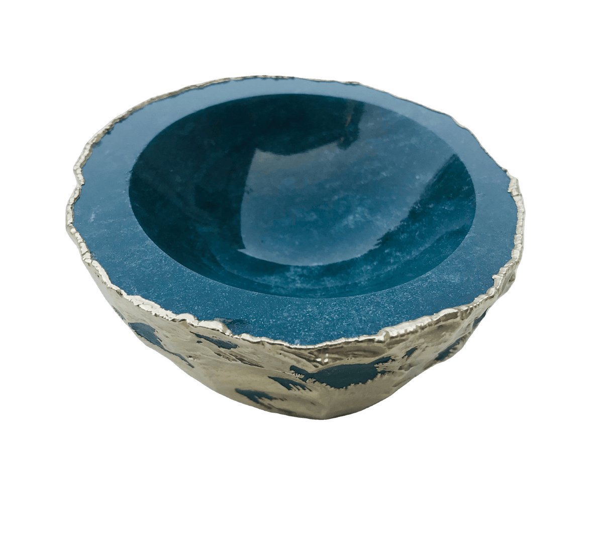 Green Blue Agate Geode Jewelry Bowl