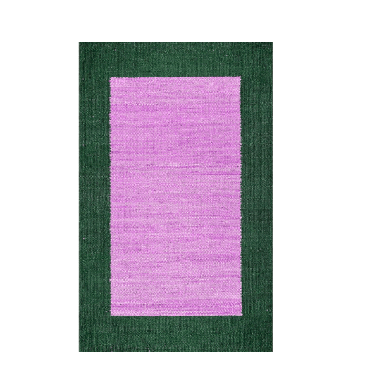 Green Border Pink Braided Jute Rug