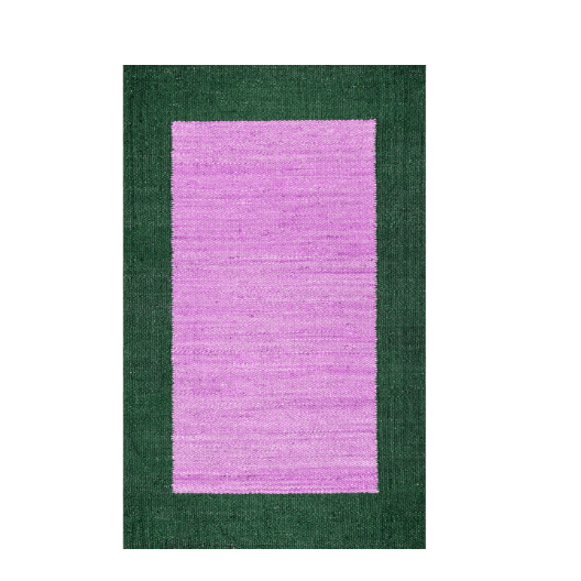 Green Border Pink Braided Jute Rug - MAIA HOMES