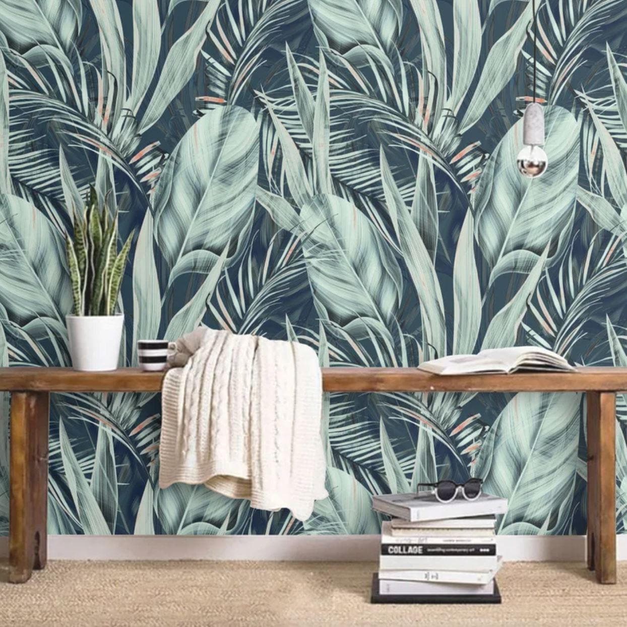 Green Botanical Tropical Leaves Wallpaper - MAIA HOMES