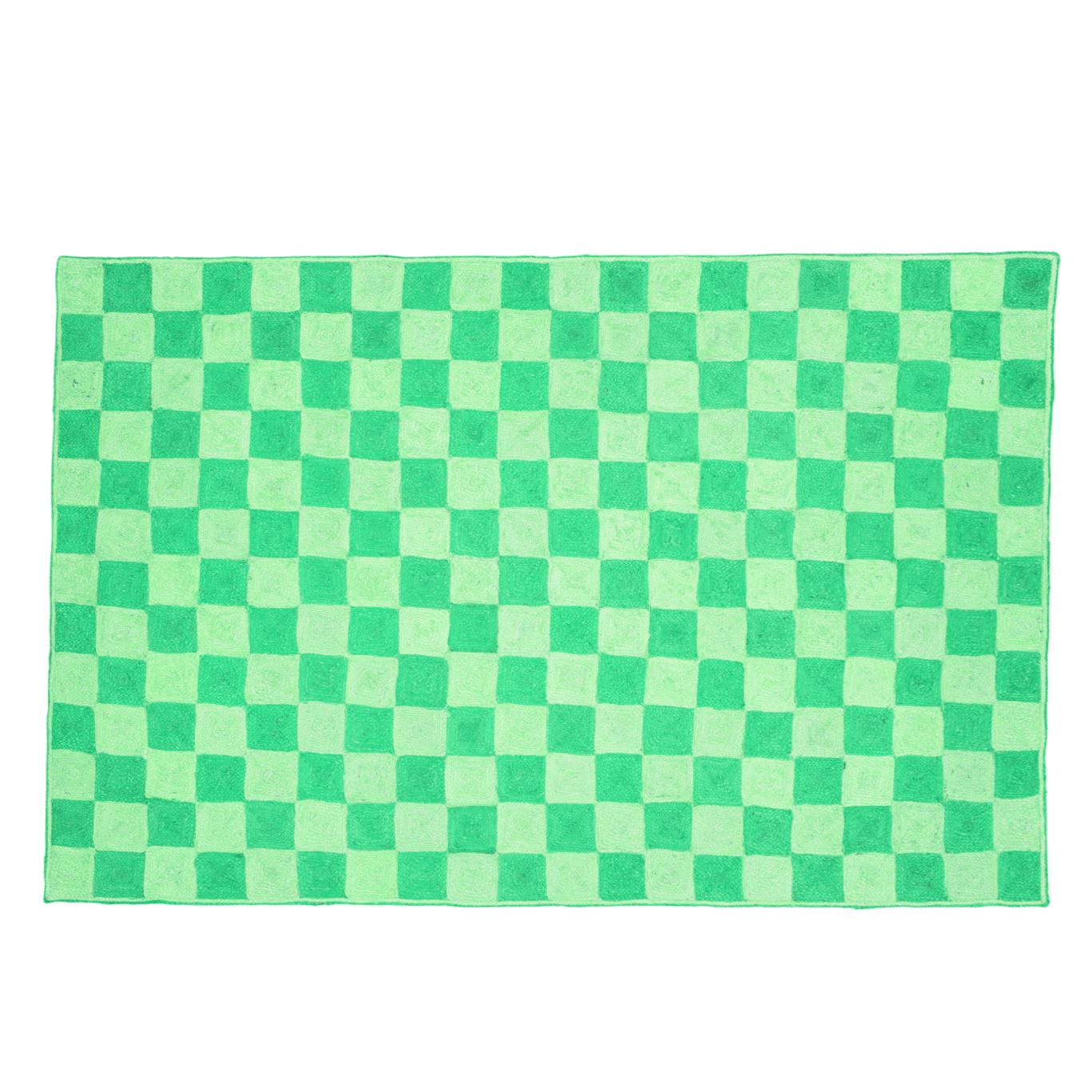 Green Checker Jute Rug