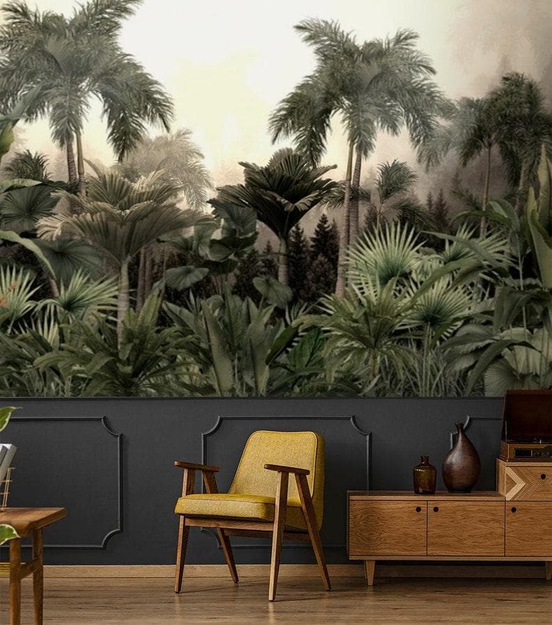 Green Dense Tropical Jungle Wall Mural