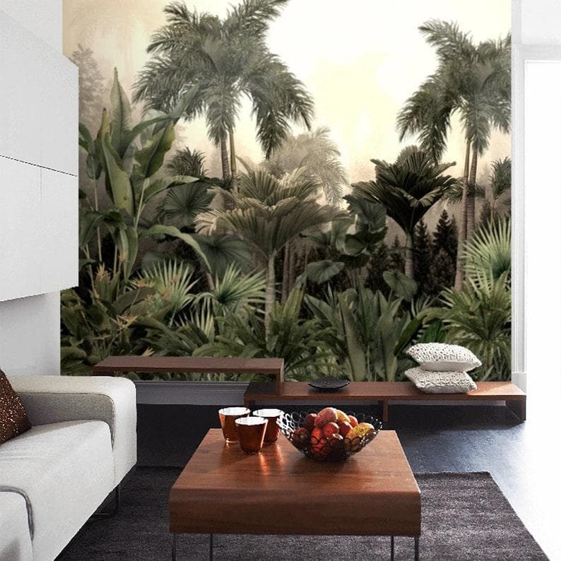 Green Dense Tropical Jungle Wall Mural