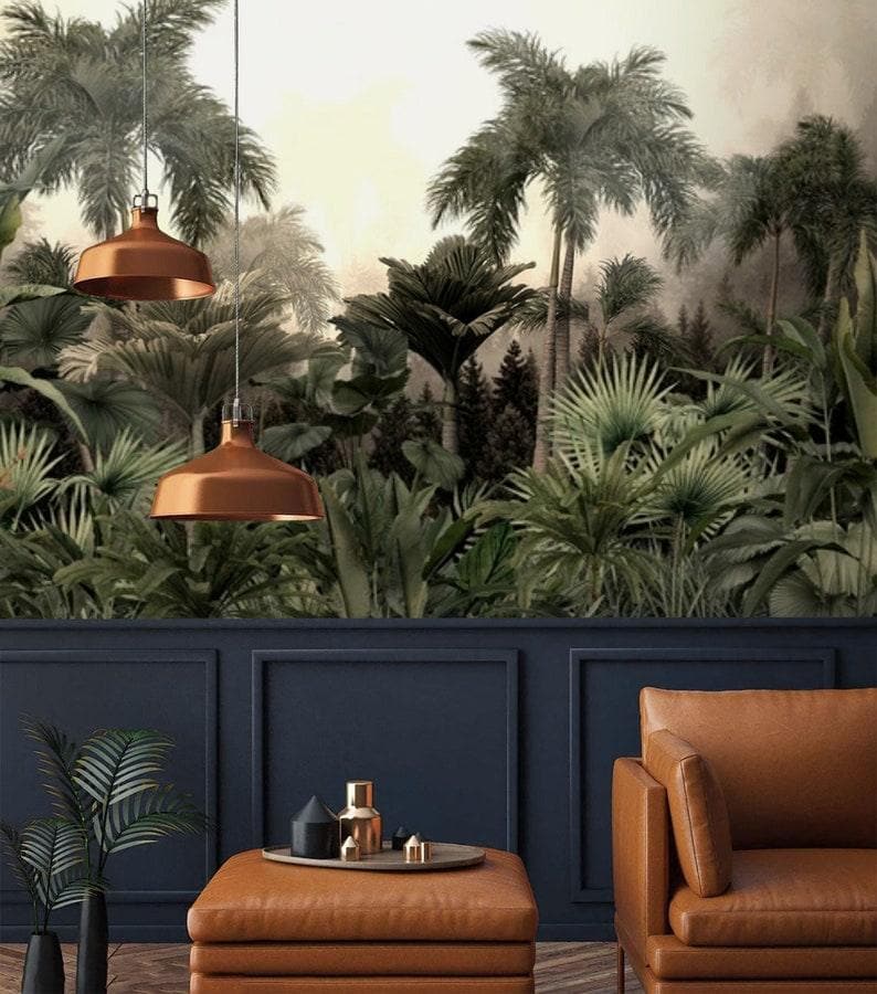 Green Dense Tropical Jungle Wall Mural