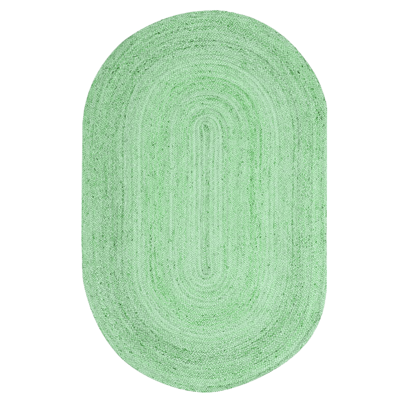 Green Elongated Oval Jute Rug