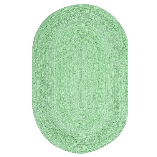 Green Elongated Oval Jute Rug - MAIA HOMES