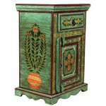 Green Floral Hand Painted Wooden Cabinet Nightstand Default Title