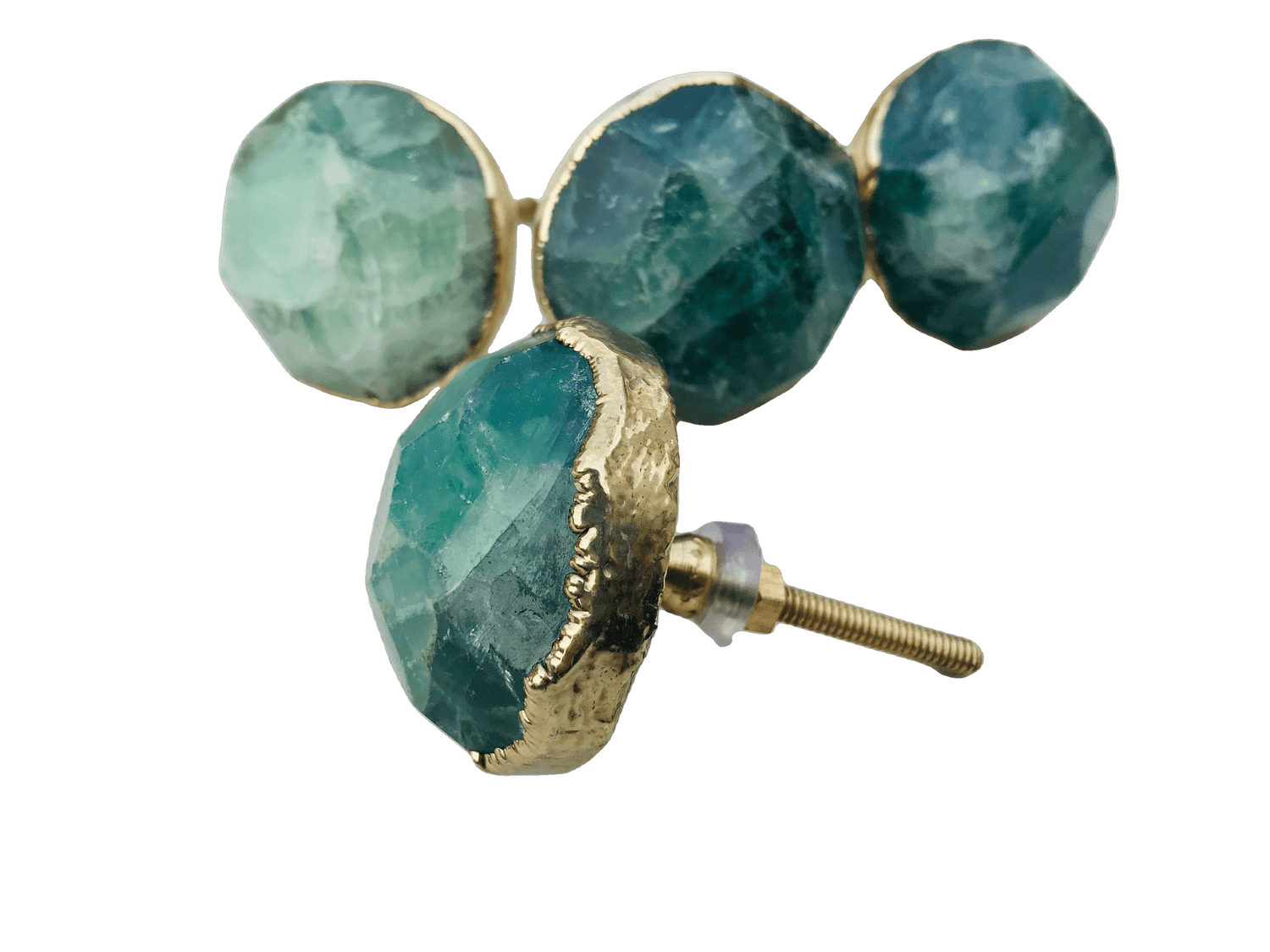 Green Fluorite Agate Cabinet Door Pull Handle - Set of 4