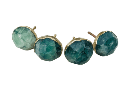 Green Fluorite Agate Cabinet Door Pull Handle - Set of 4 Rose Gold