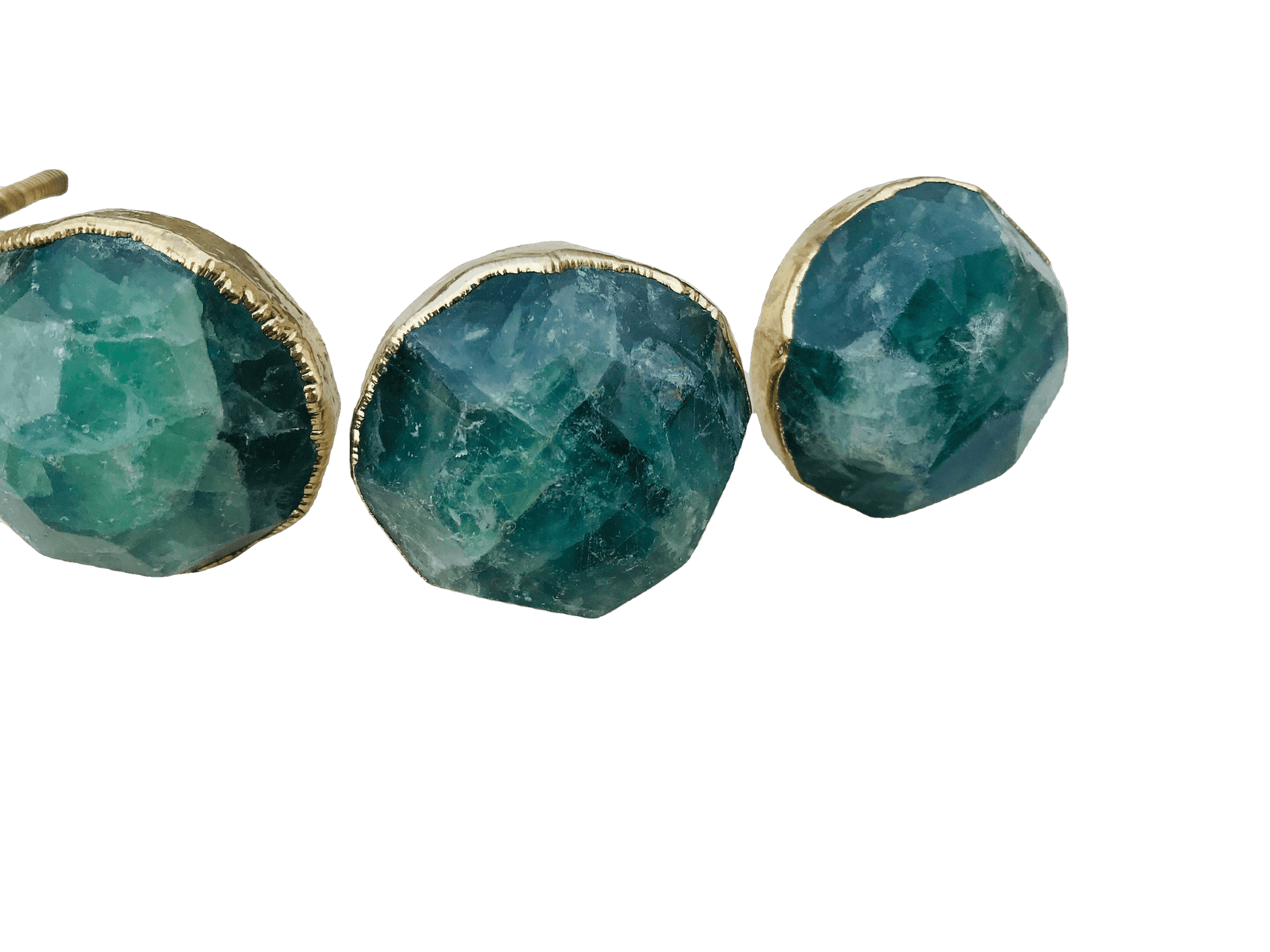 Green Fluorite Agate Cabinet Door Pull Handle - Set of 4