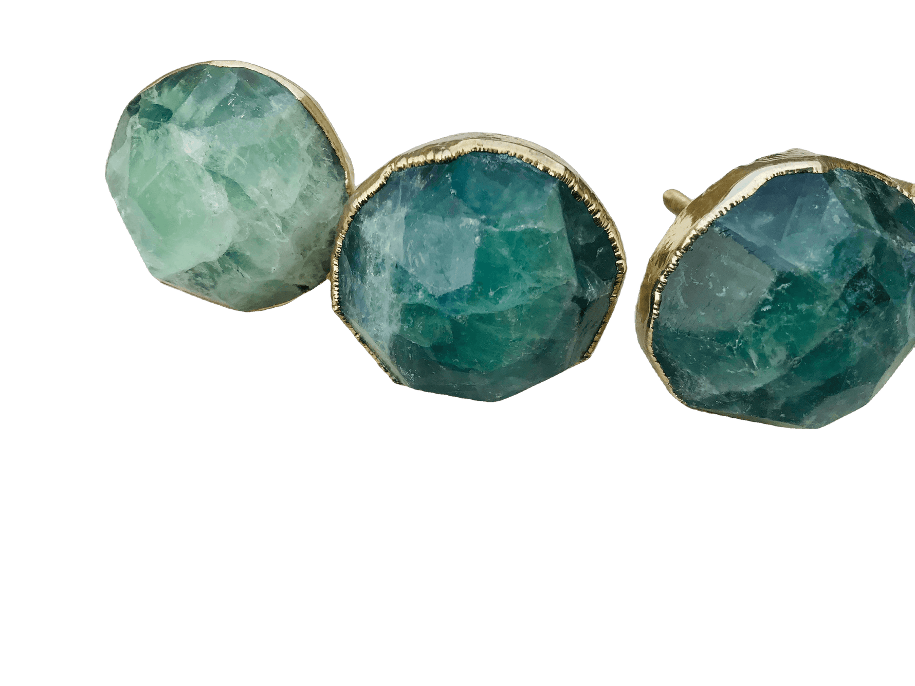 Green Fluorite Agate Cabinet Door Pull Handle - Set of 4