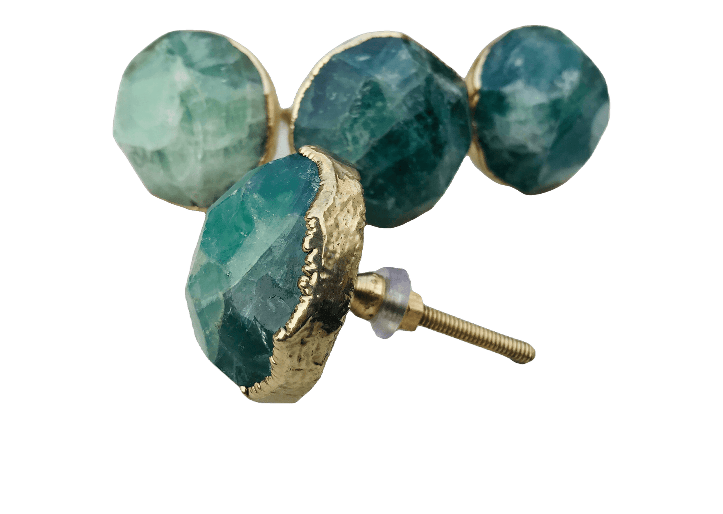 Green Fluorite Agate Cabinet Door Pull Handle - Set of 4