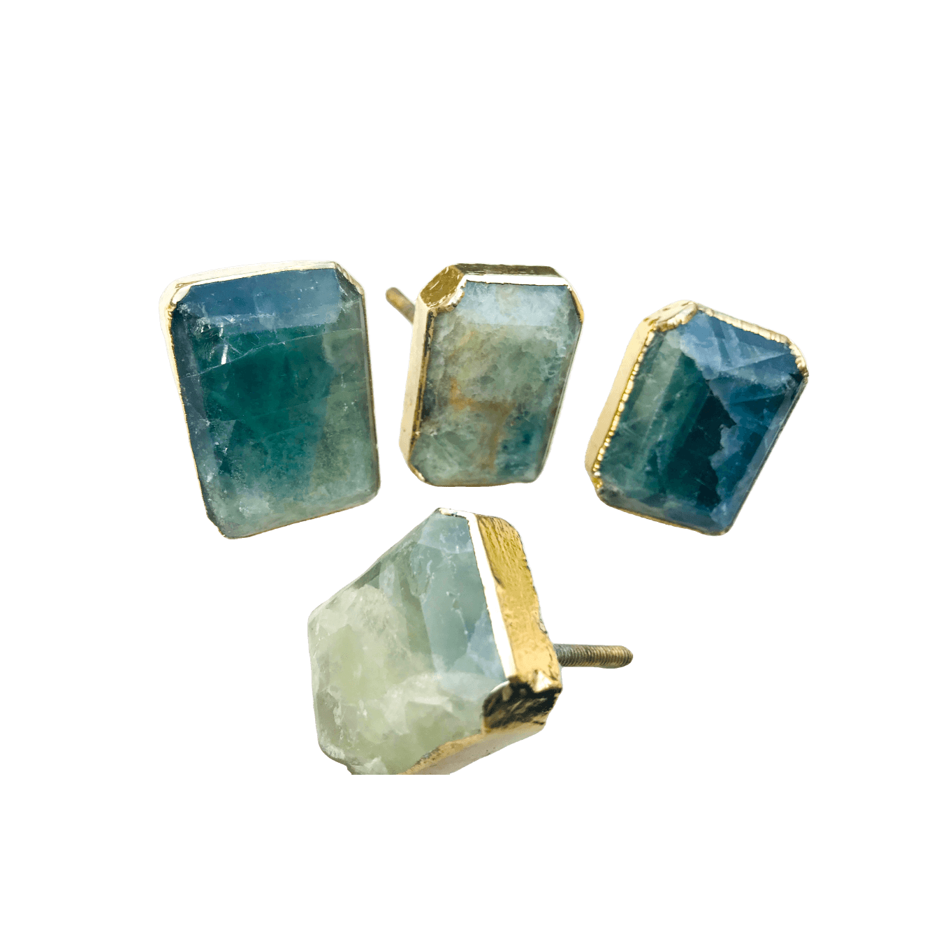 Green Fluorite Quartz Cabinet Door Pull Handle - Set of 4