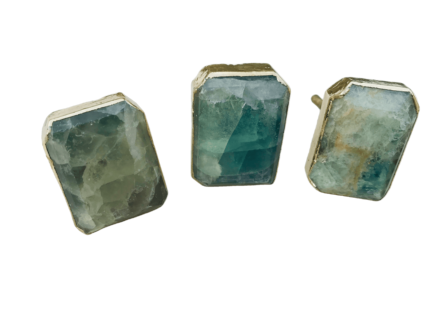 Green Fluorite Quartz Cabinet Door Pull Handle - Set of 4