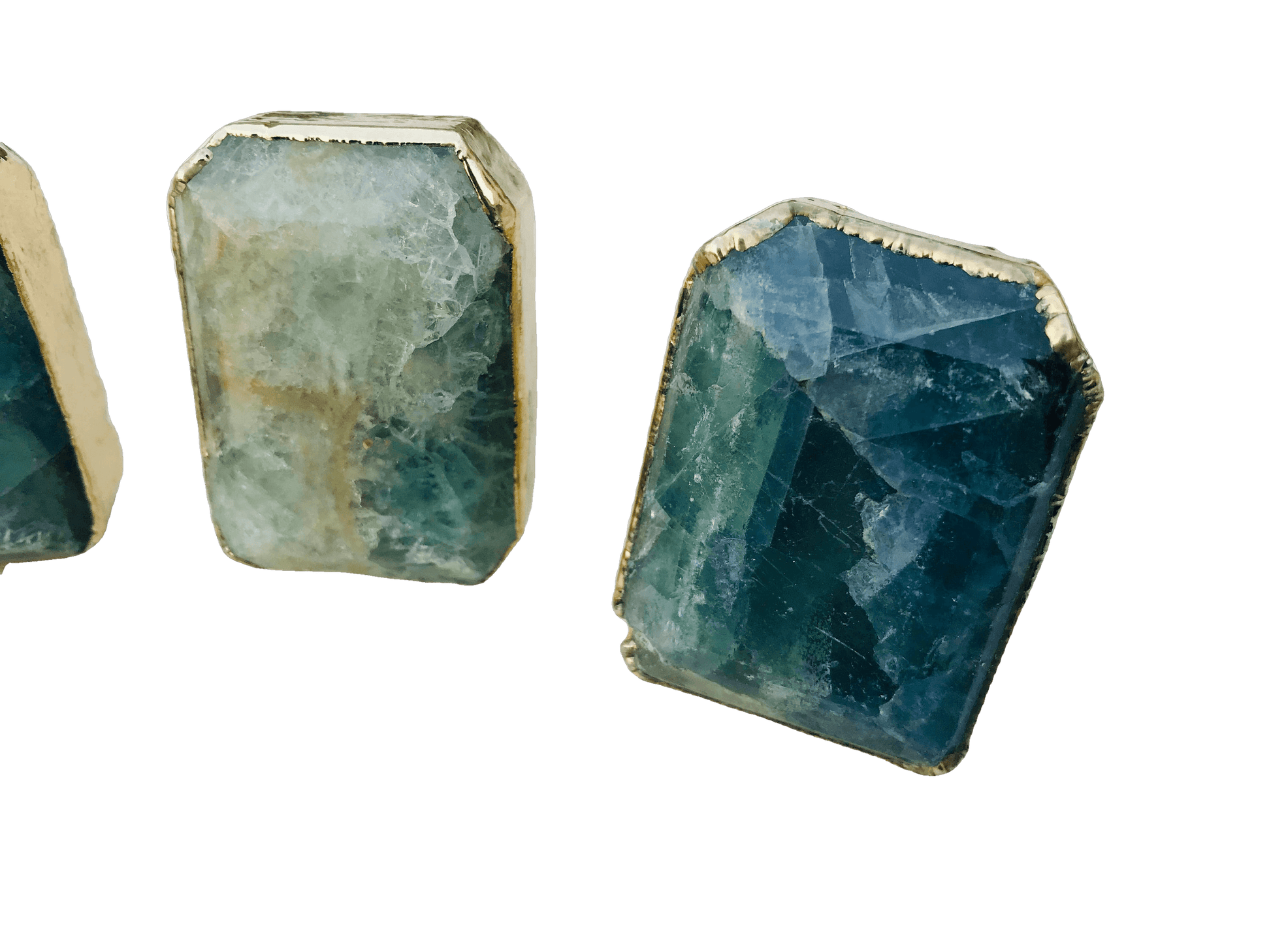 Green Fluorite Quartz Cabinet Door Pull Handle - Set of 4