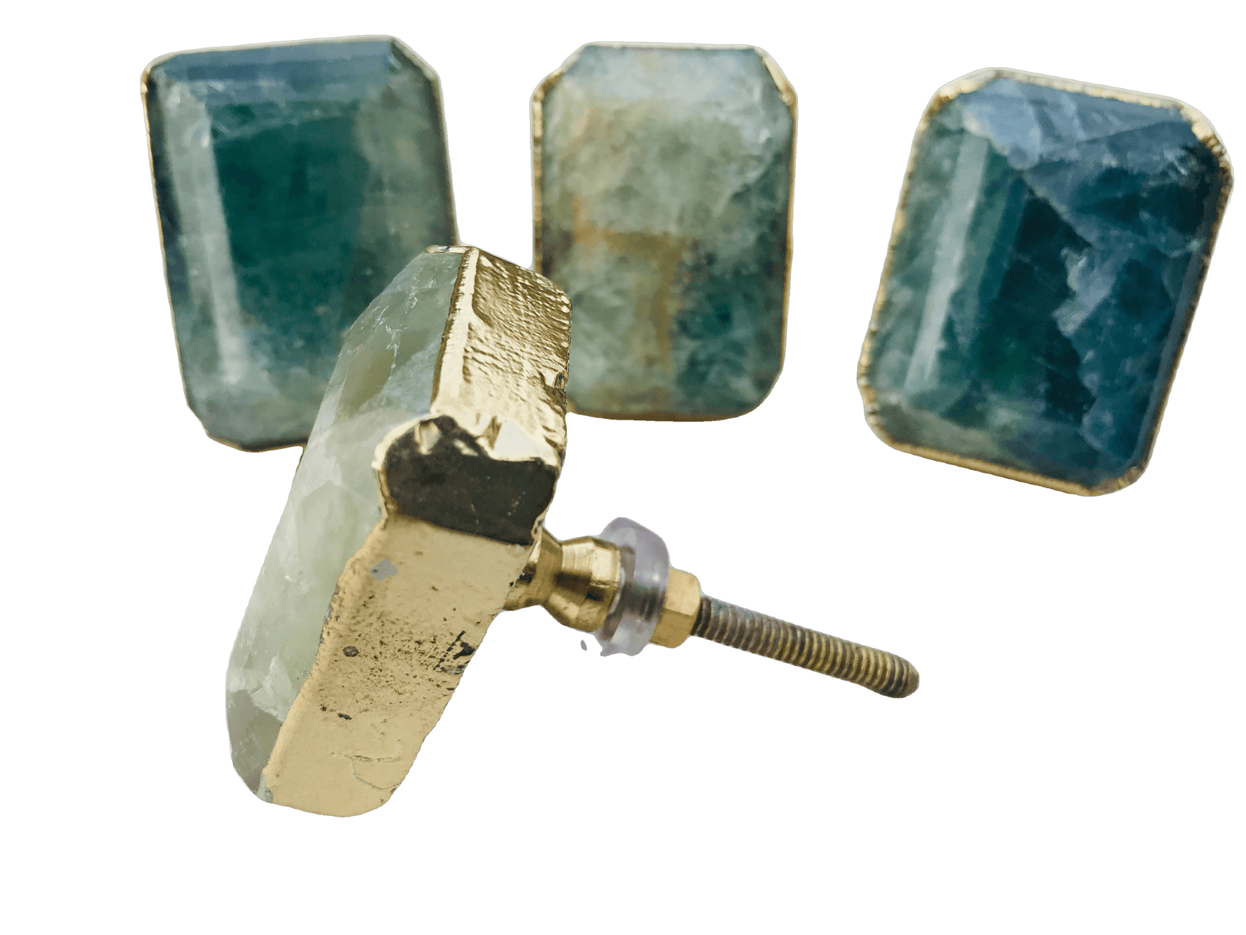 Green Fluorite Quartz Cabinet Door Pull Handle - Set of 4