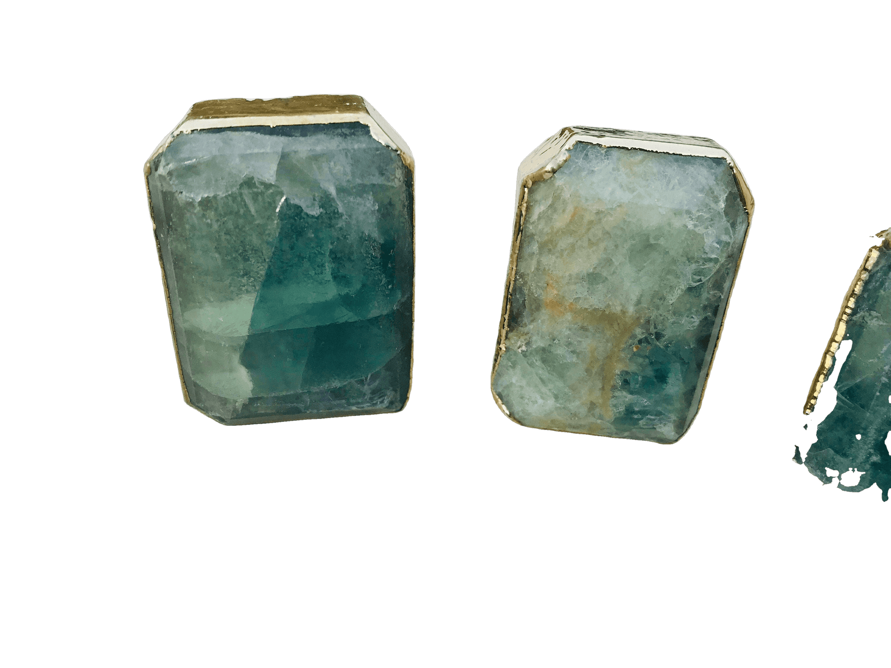 Green Fluorite Quartz Cabinet Door Pull Handle - Set of 4