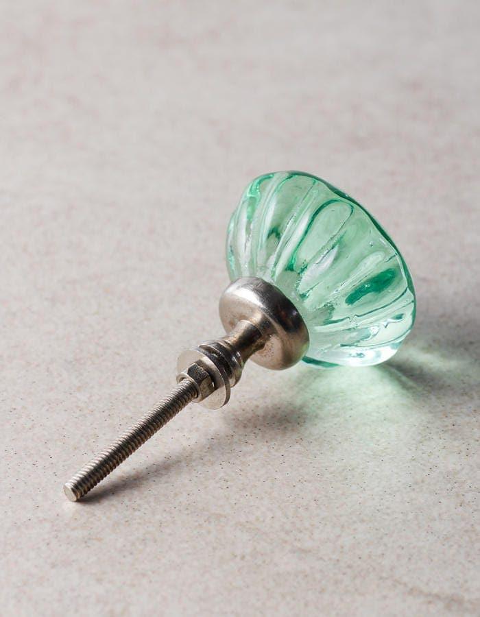 Green Glassware Flower Kitchen Cabinet Knob