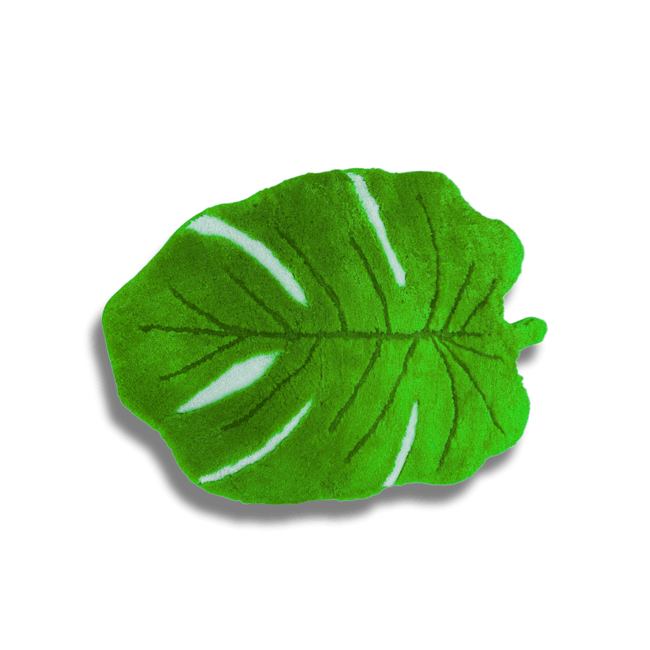 Green Monster Leaf Shape Cotton Rug