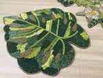 Green Monstera Leaf Beaded Placemat