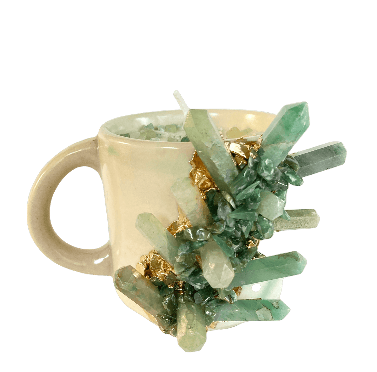 Green Quartz Crystal Scented Soy Candles in Coffee Mug - Set of 2