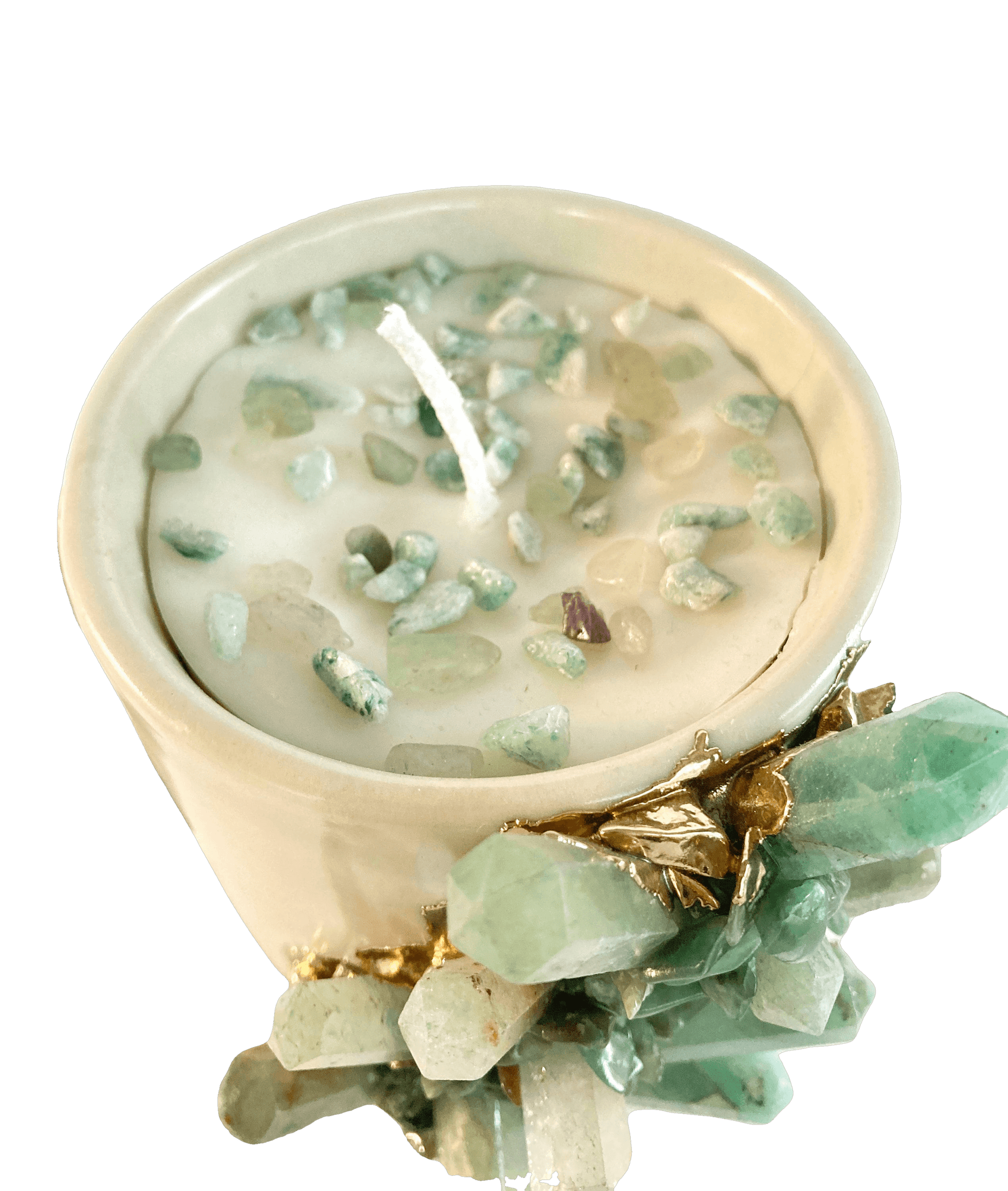 Green Quartz Crystal Scented Soy Candles in Coffee Mug - Set of 2 - MAIA HOMES